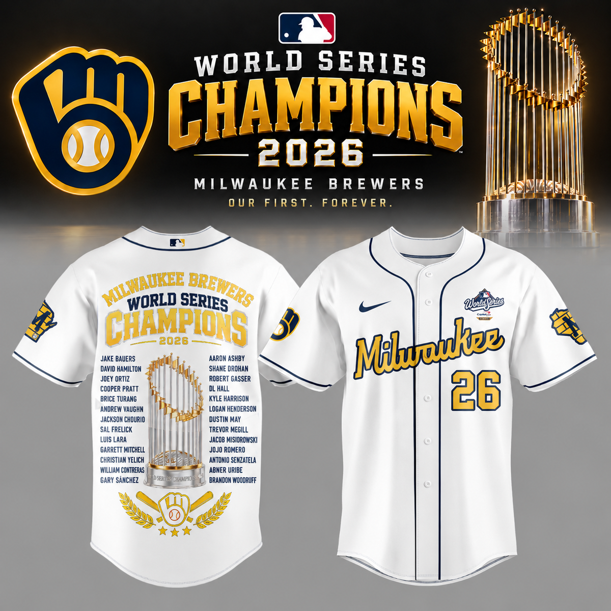 Limited Edition Milwaukee Brewers 2026 World Series Champions Jersey