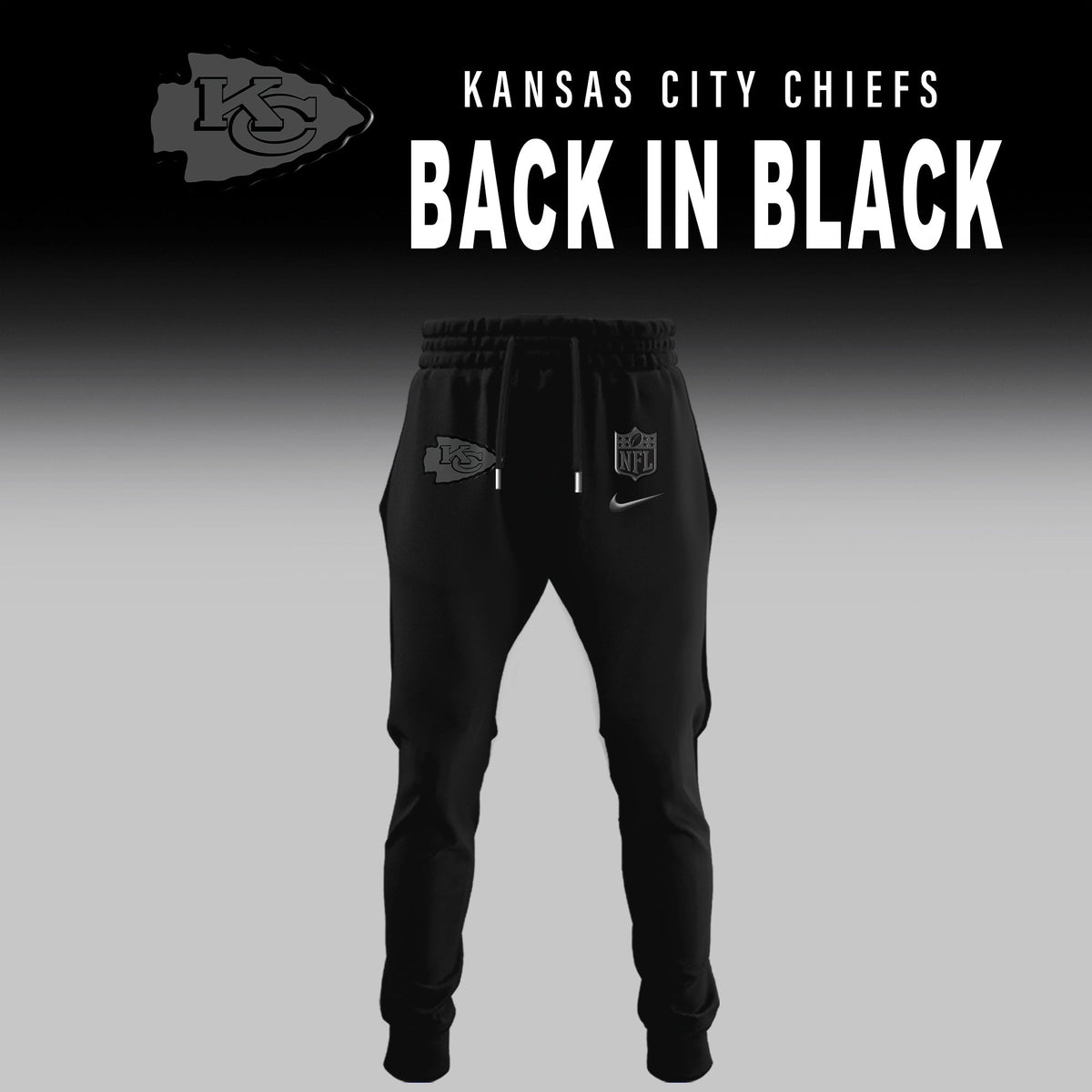Kansas City Chiefs Back In Black Half Zip Hoodie