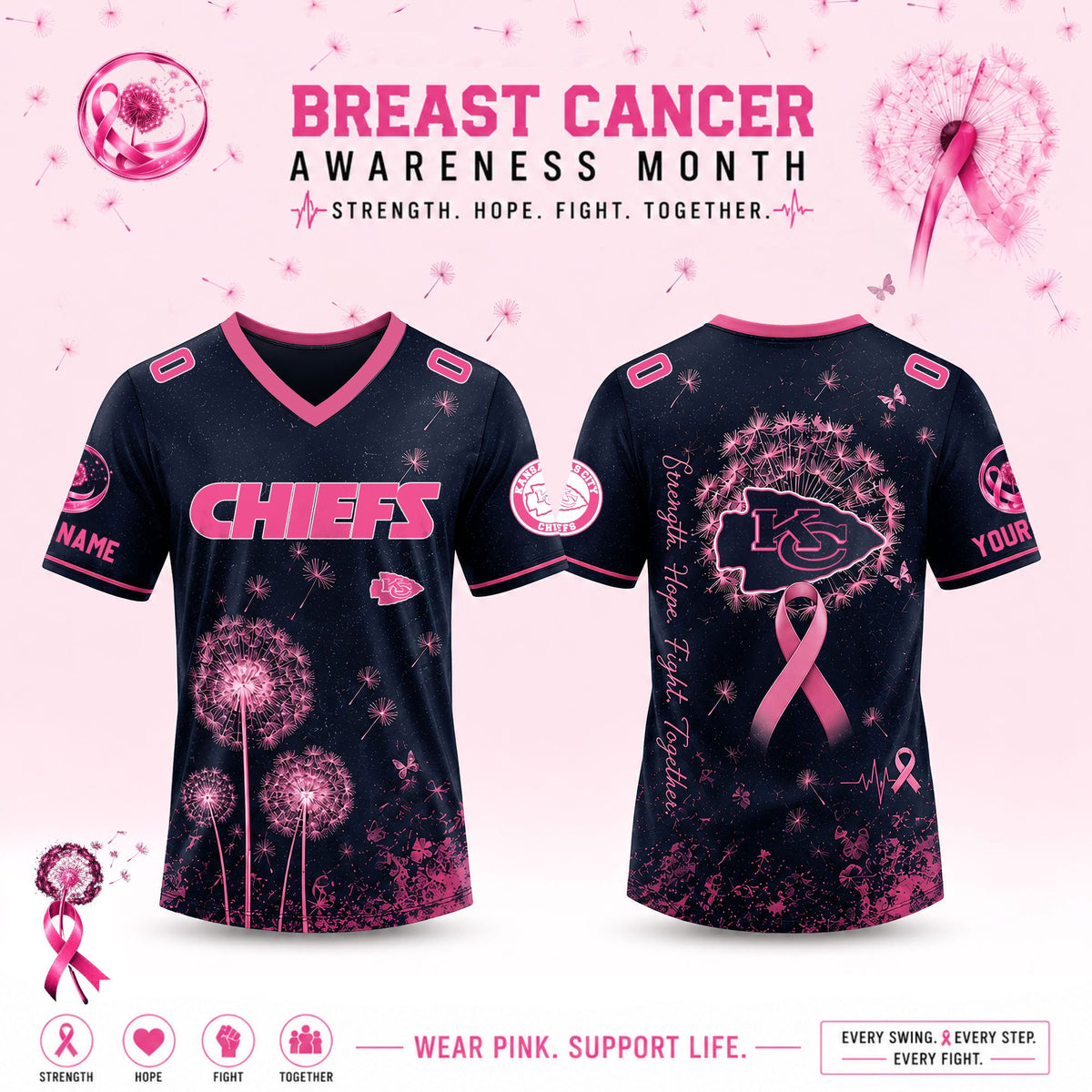 Limited Edition Kansas City Chiefs 2026 Breast Cancer Awareness x Dandelion of Hope Jersey