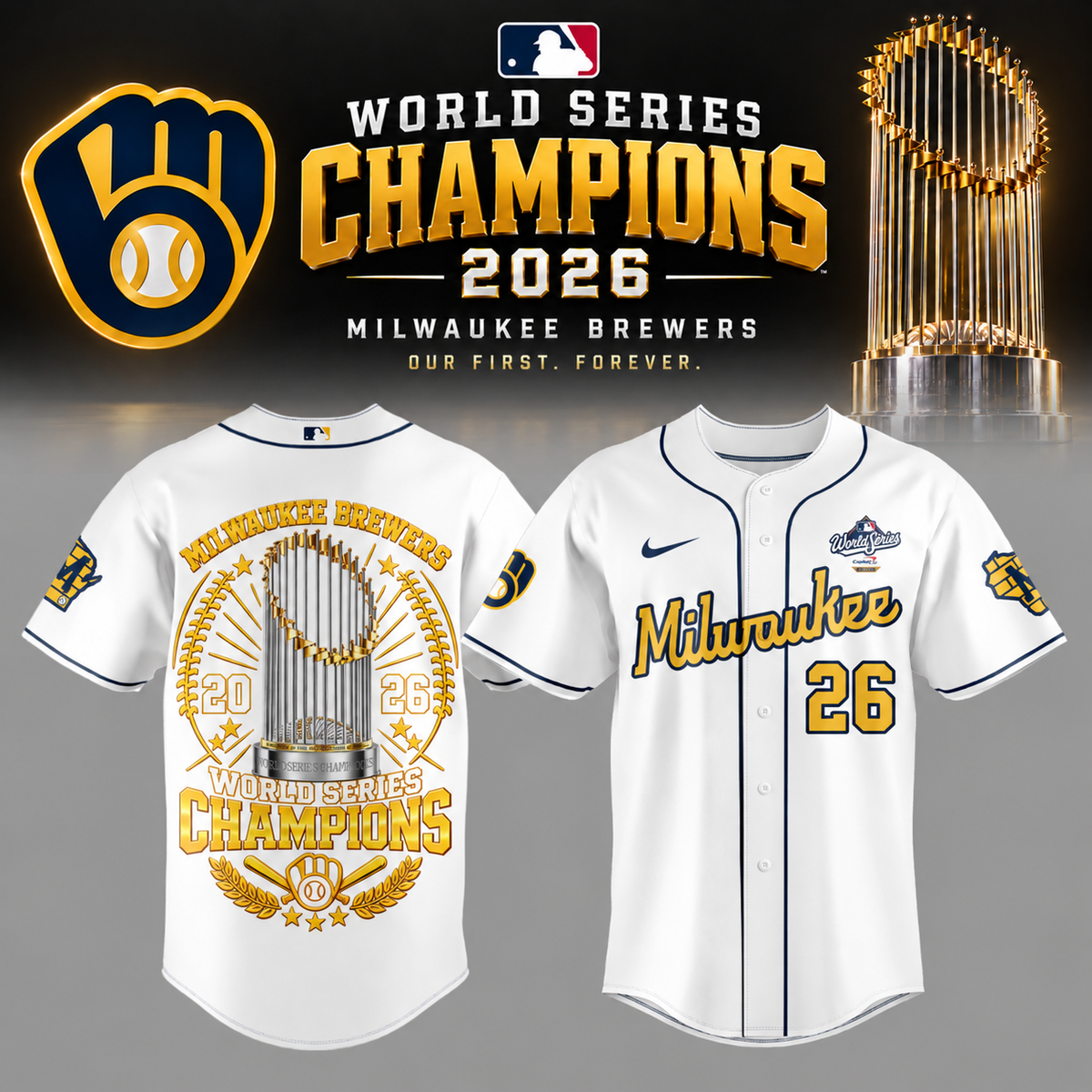 Limited Edition Milwaukee Brewers 2026 World Series Champions Jersey