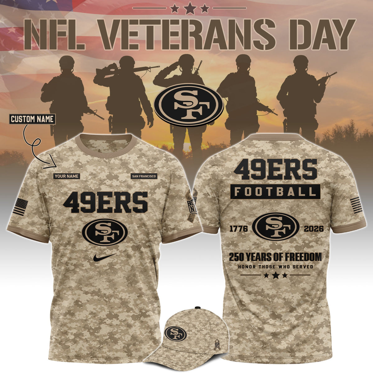 Limited Edition San Francisco 49ers x Veterans Day 2026 T-Shirt