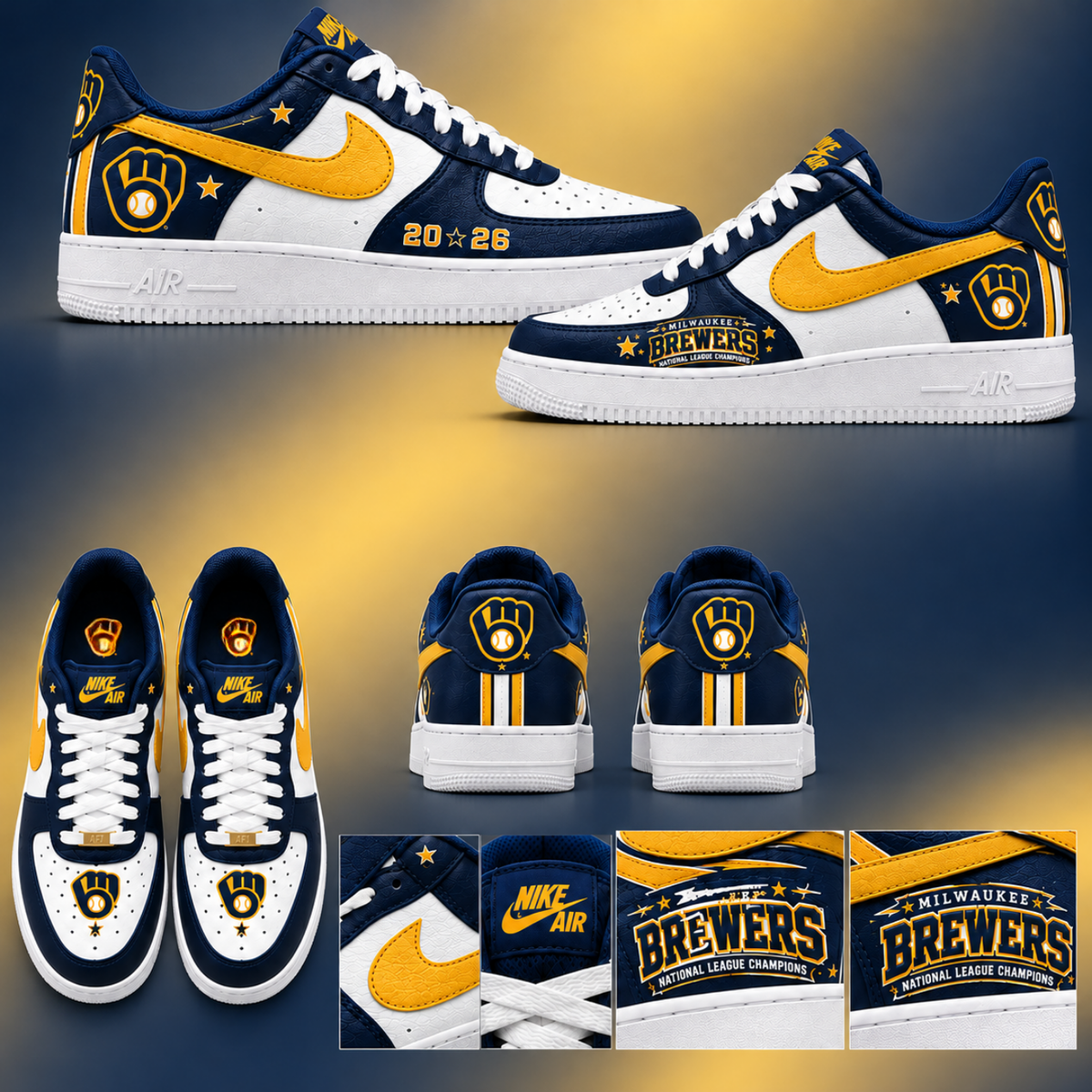 Milwauke NLCS Champions 2026 Edition AF1 Shoes