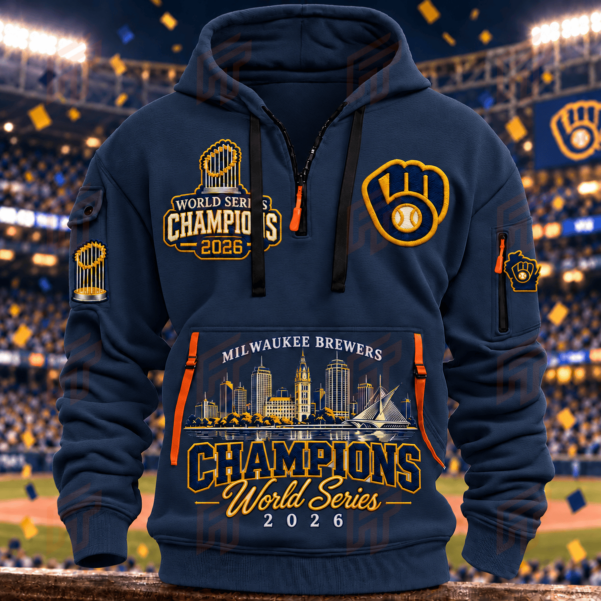 Limited Edition Milwaukee Brewers 2026 World Series Champions Half Zip Hoodie