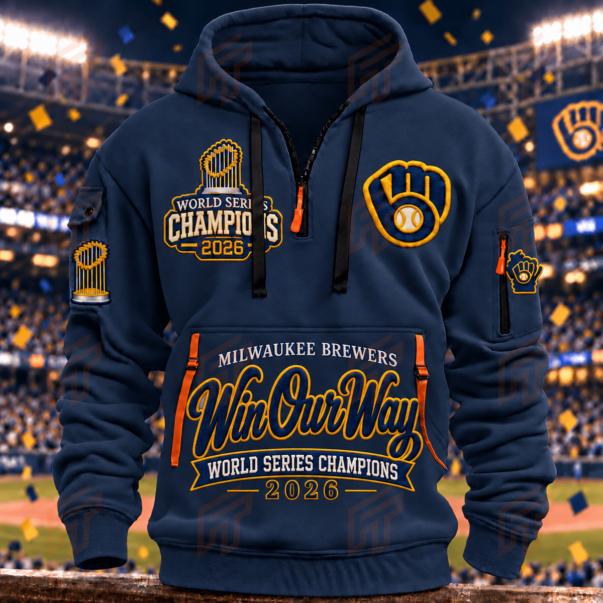 Limited Edition Milwaukee Brewers 2026 World Series Champions Half Zip Hoodie