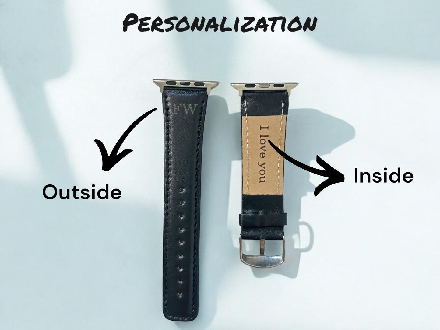 Apple Custom Leather Watch Band Gift for Men's (38-40-41-42-44-45-46-49mm)