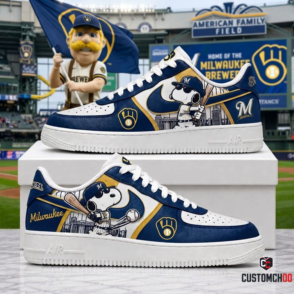 Limited Edition Milwaukee Brewers x Snoopy 2026 AF1 Shoes