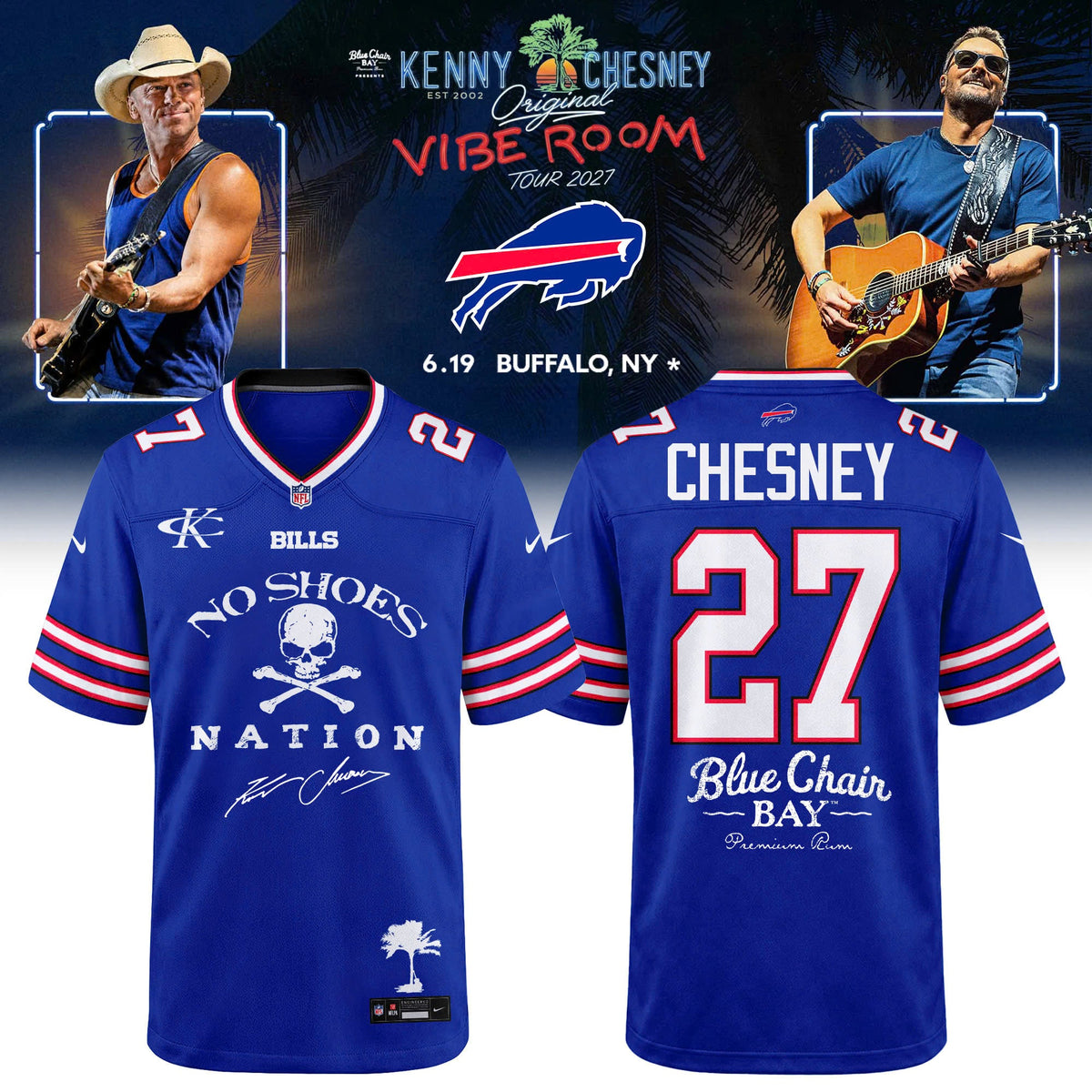 Limited Edition  Buffalo Bills x Kenny Chesney The Original Vibe Room Tour 2027 Football Jersey