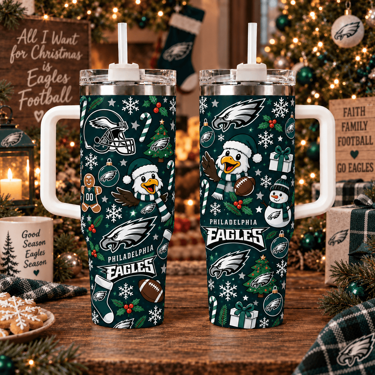Limited Edition Philadelphia Eagles NFL Tumbler Christmas For Fan