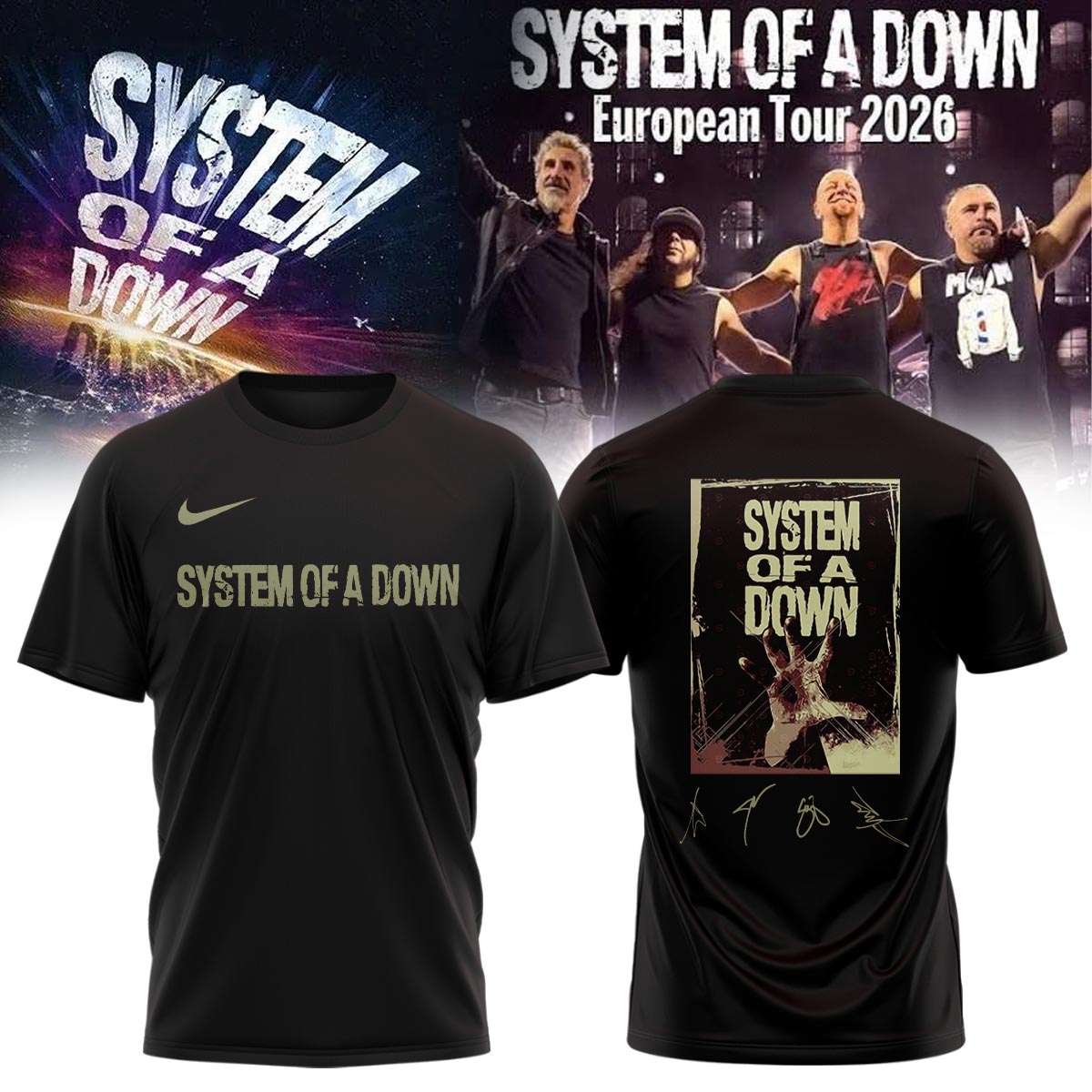 System of a Down “Europe / UK Stadium Tour 2026” signed Tshirt