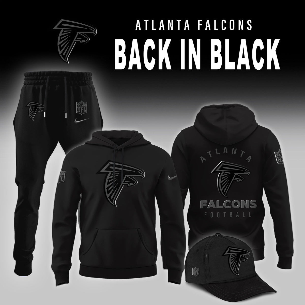 Atlanta Falcons Back In Black Limited Edition Combo Hoodie