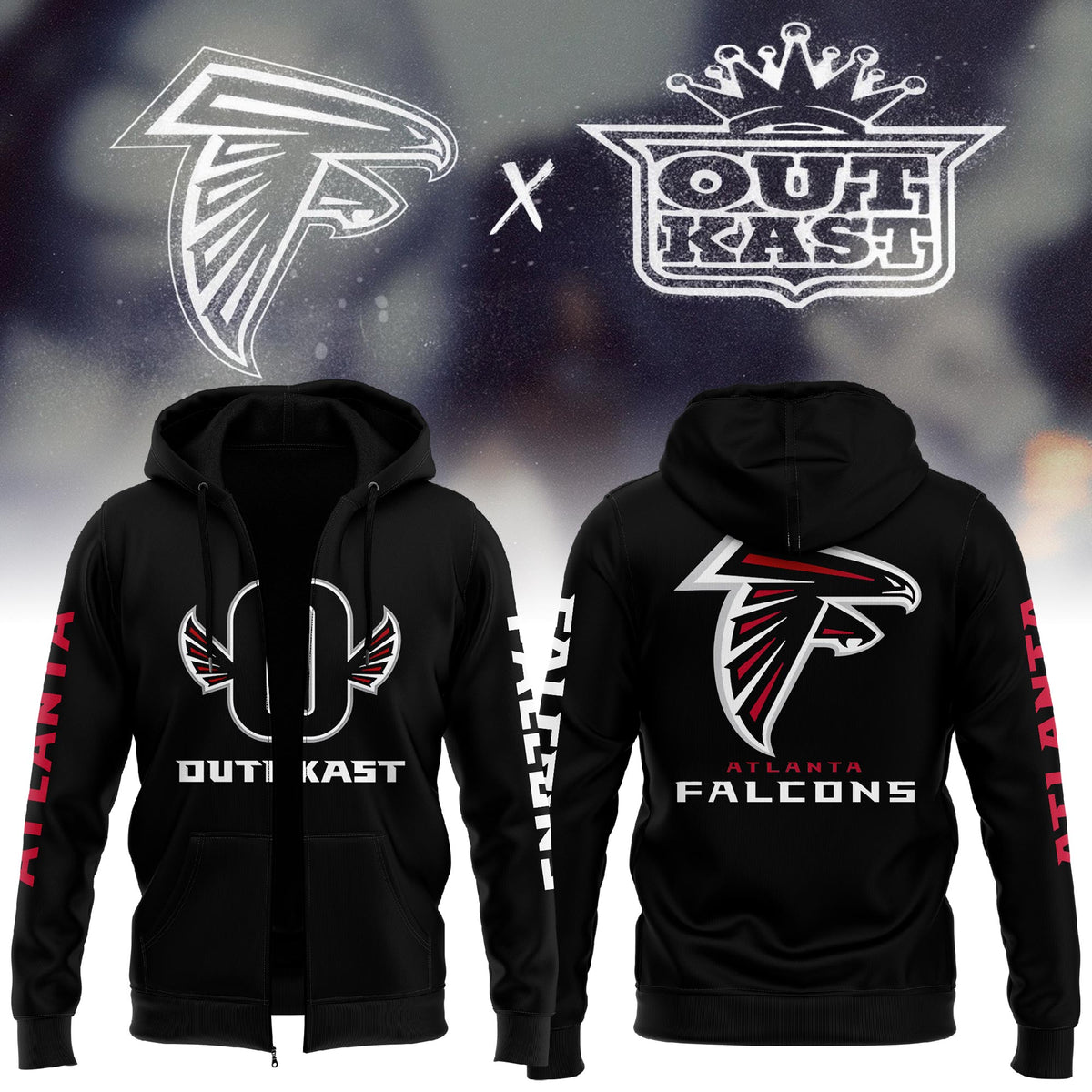 Outkast x Atlanta Falcons White Pullover Zip Hoodie