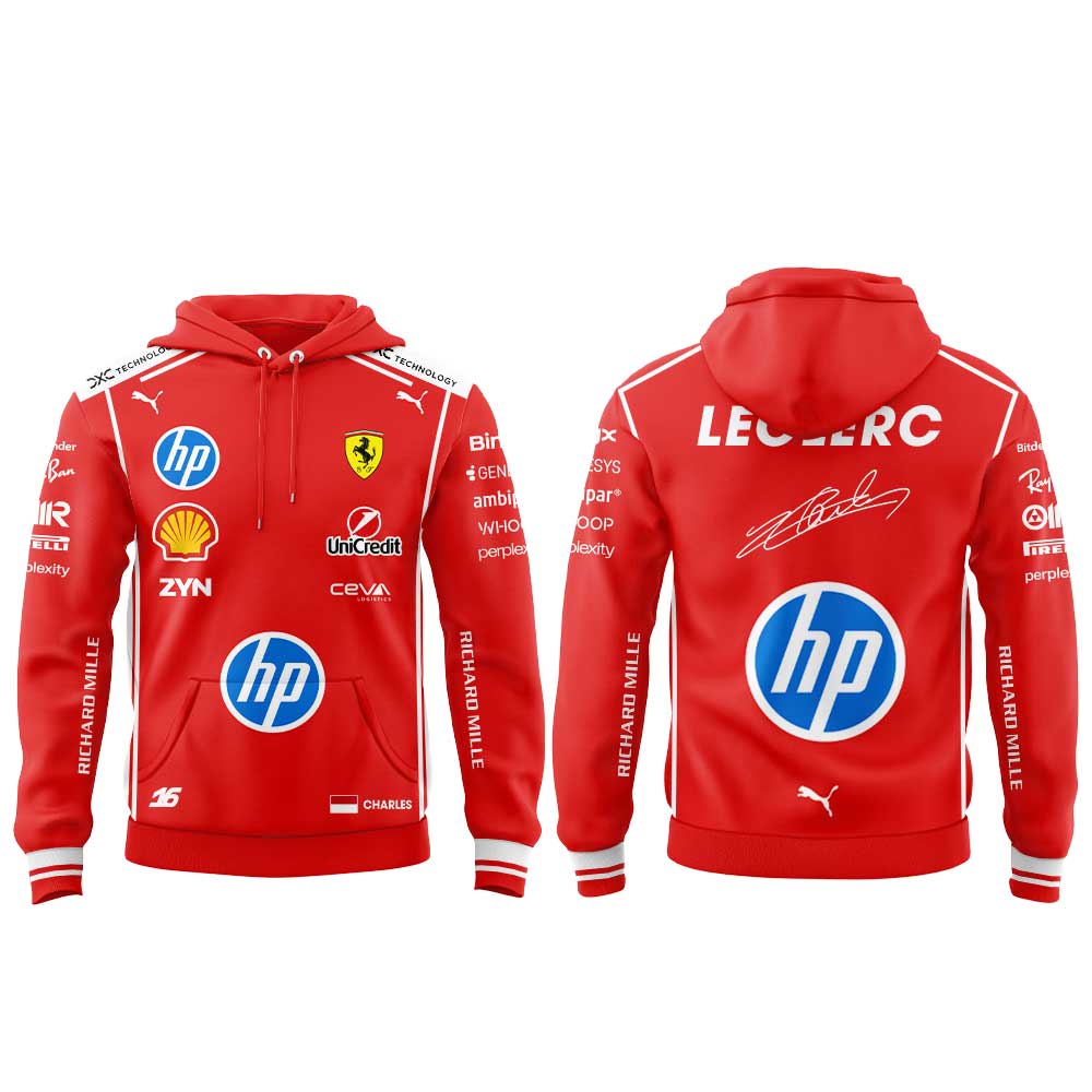 Scuderia Ferrari Charles Leclerc new race suit lookbook 2026 Signature Hoodie