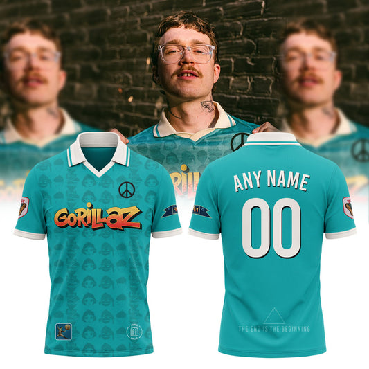 Gorillaz The Mountain Tour (2026–2027) Blue Limited Polo Custom Name, Number