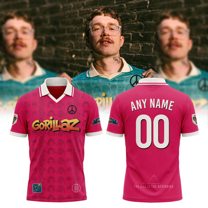 Gorillaz The Mountain Tour (2026–2027) Pink Limited Polo Custom Name, Number
