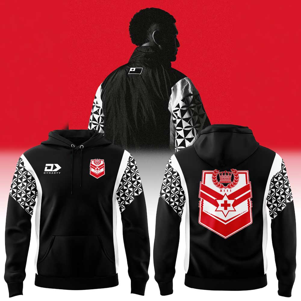 For Tonga Rugby League ’26 Tracksuit Retro Track Hoodie Black