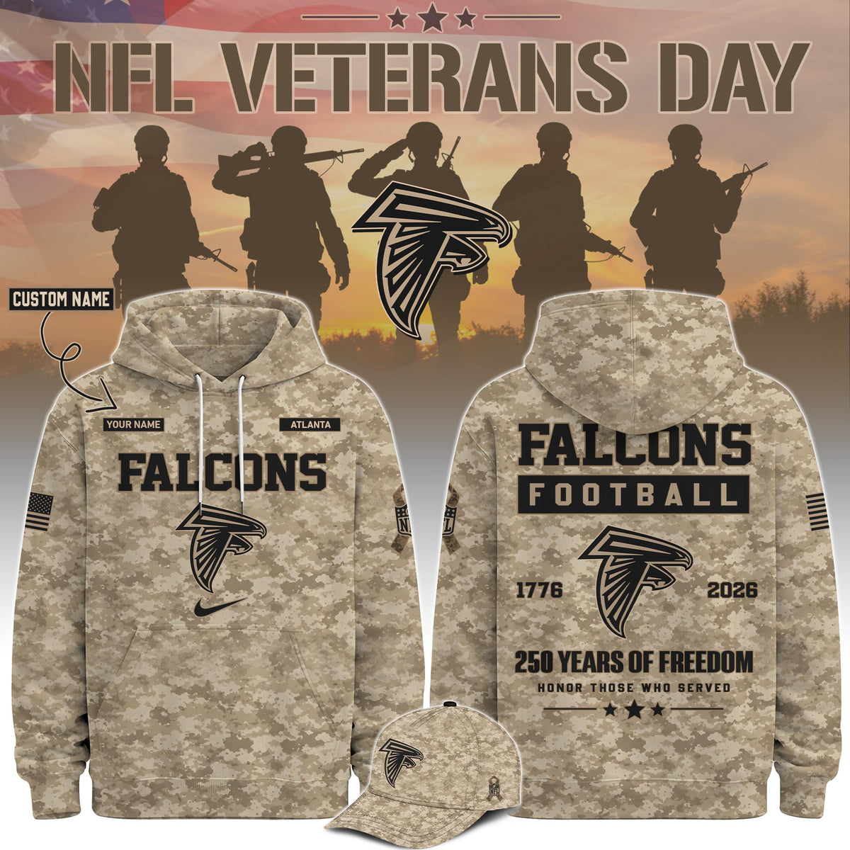 Limited Edition Atlanta Falcons Veterans Day 2026 Hoodie