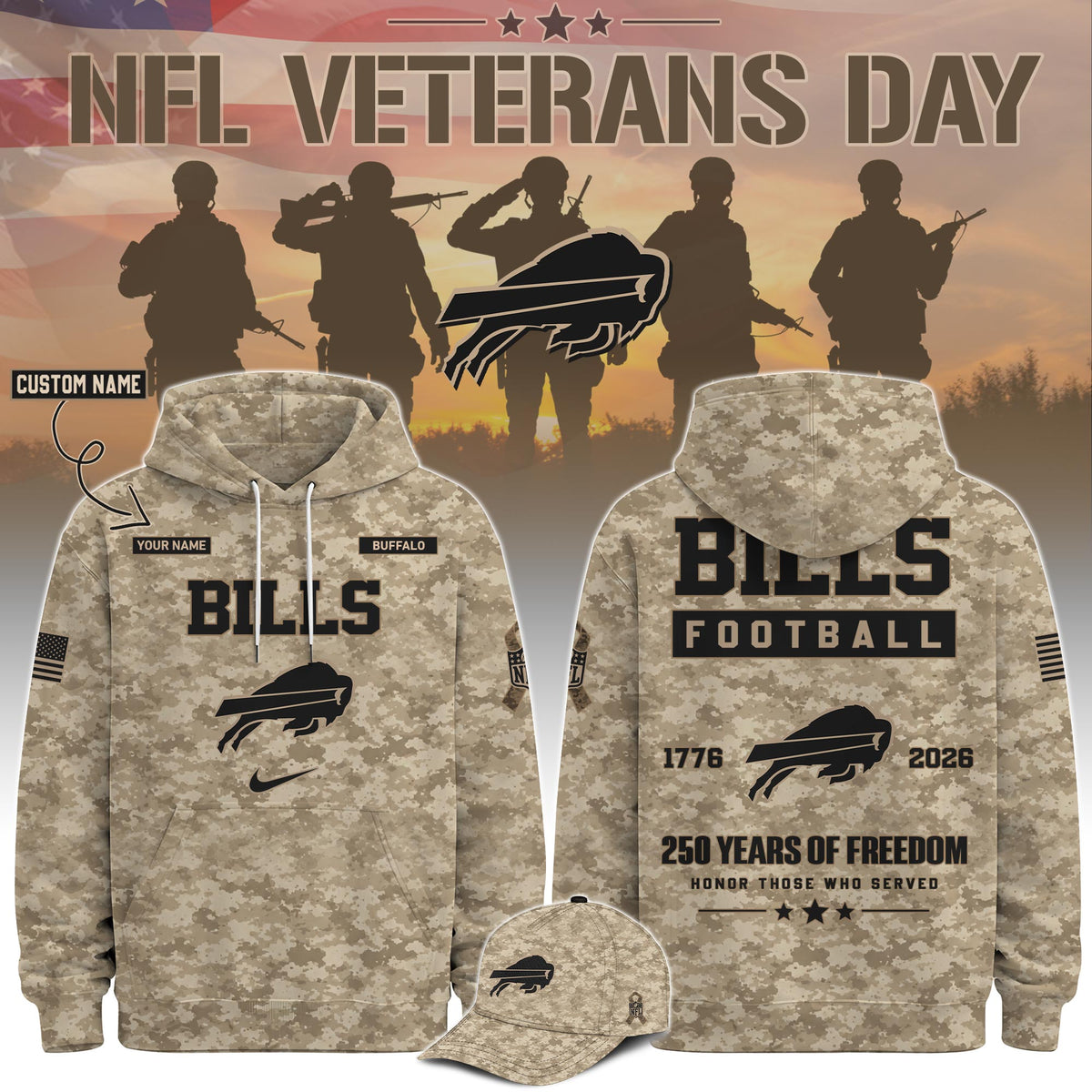 Limited Edition Buffalo Bills Veterans Day 2026 Hoodie