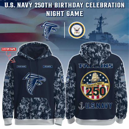 Atlanta Falcons Navy 250th Birthday Hoodie Limited Edions