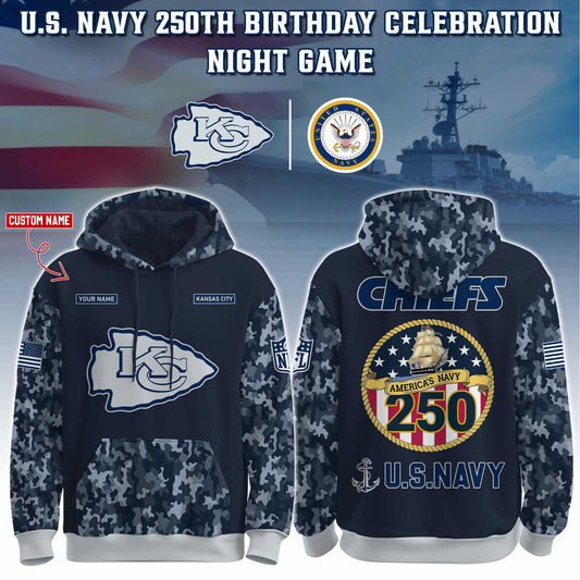 Kansas City Chiefs Navy 250th Birthday Hoodie Limited Edions