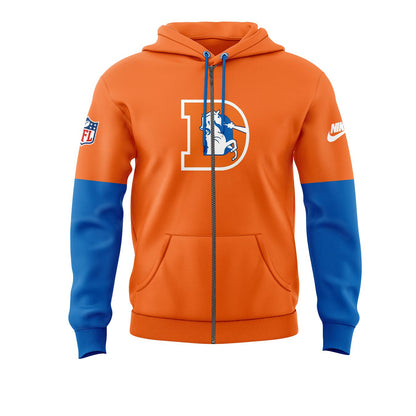 Denver Broncos Limited Throwback To 77 Orange Zip Hoodie