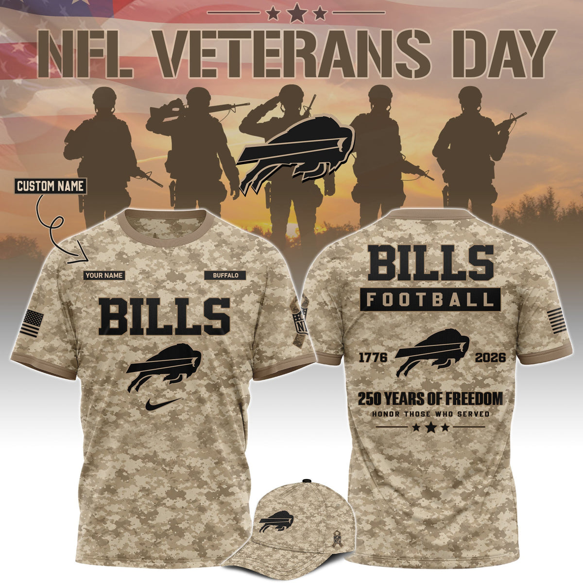 Limited Edition Buffalo Bills x Veterans Day 2026 T-Shirt
