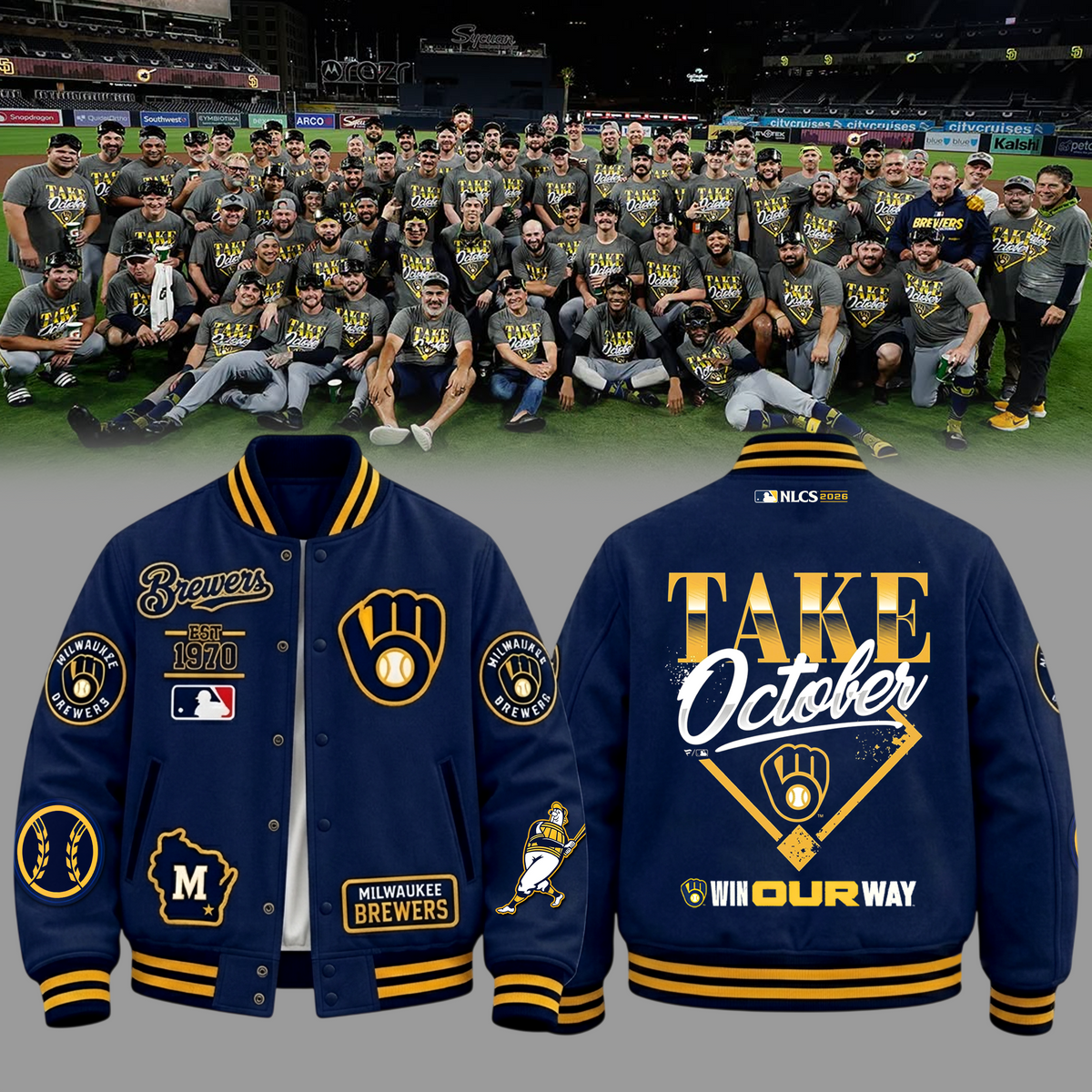 Limited Edition Milwaukee Brewers 2026 MLB Division Series Champions Take October Baseball Jacket
