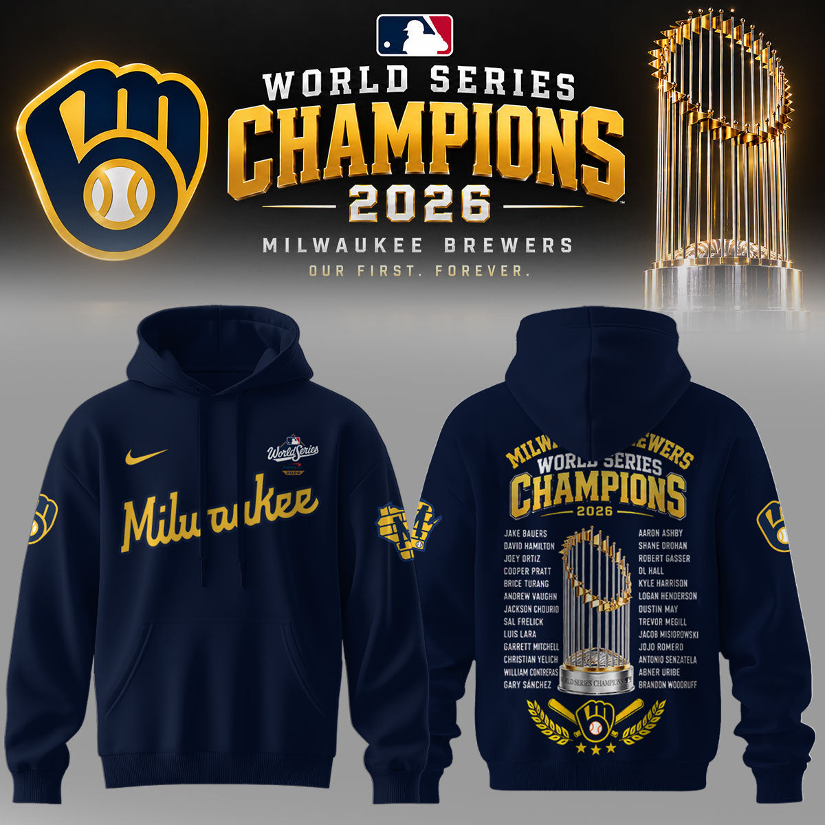 Limited Edition Milwaukee Brewers 2026 World Series Champions Hoodie