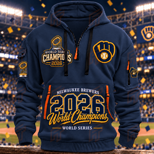 Limited Edition Milwaukee Brewers 2026 World Series Champions Half Zip Hoodie