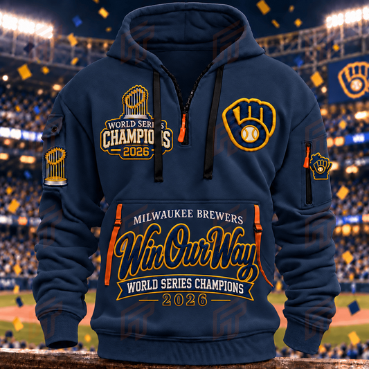 Limited Edition Milwaukee Brewers 2026 World Series Champions Half Zip Hoodie