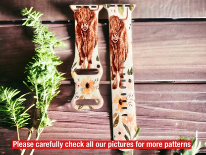 Highland Cow watch band|38/40mm Highland cow watch band|45mm highland cow watch band|gift for highlander cow lover|versa cow watch band|41mm