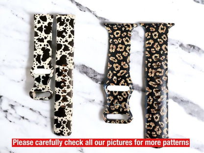 Cow watch band|38/40mm cow print watch band|45mm cow watch band|gift for cow lover|versa cow watch band|black cheetah series 8 watch band