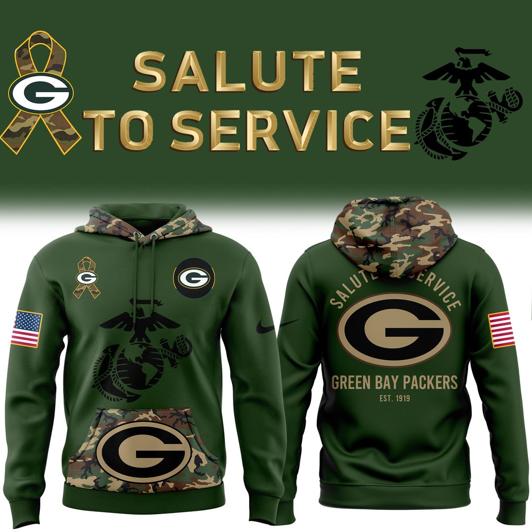 Green Bay Packers NFL Salute to Service Army 250 Limited Edition Hoodie