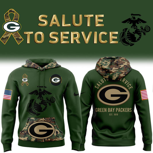 Green Bay Packers NFL Salute to Service Army 250 Limited Edition Hoodie