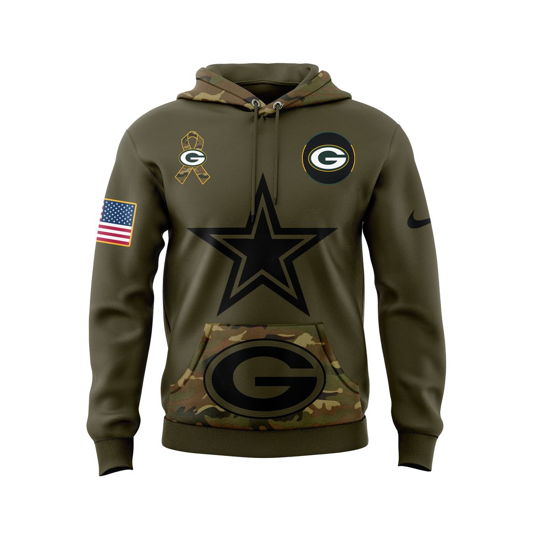 Green Bay Packers NFL Salute to Service Army 250 Limited Edition Hoodie