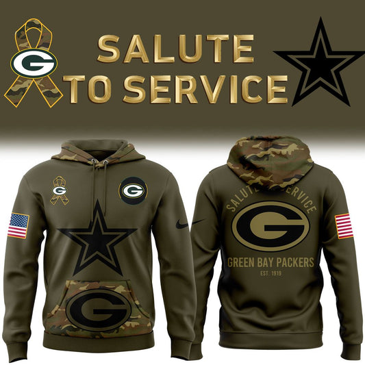 Green Bay Packers NFL Salute to Service Army 250 Limited Edition Hoodie