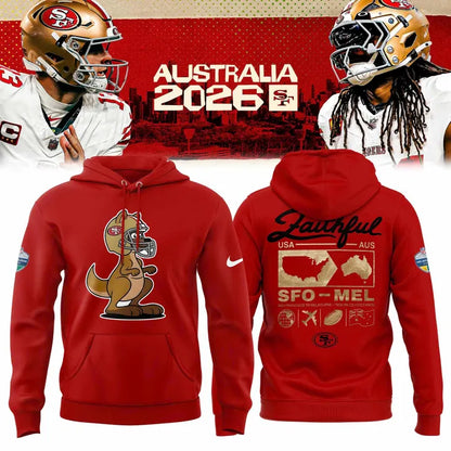 Unisex Nike Red San Francisco 49ers 2026 Melbourne Game Limited Hoodie