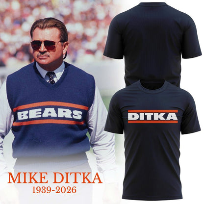 Mike Ditka Flick Off Outline Graphic Chicago Bears T-Shirt