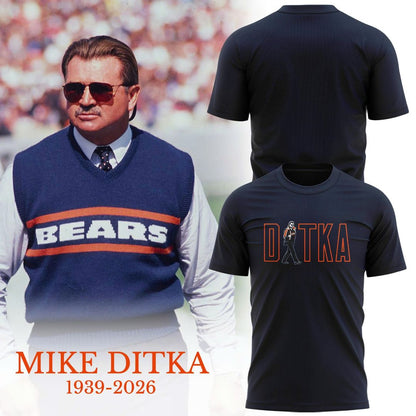 Mike Ditka Flick Off Outline Graphic Chicago Bears T-Shirt