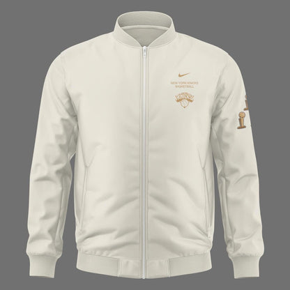 Exclusive New York Knicks 2026 NBA Finals Champions Standard Issue Full-Zip Jacket Team Signatures Print - Cream