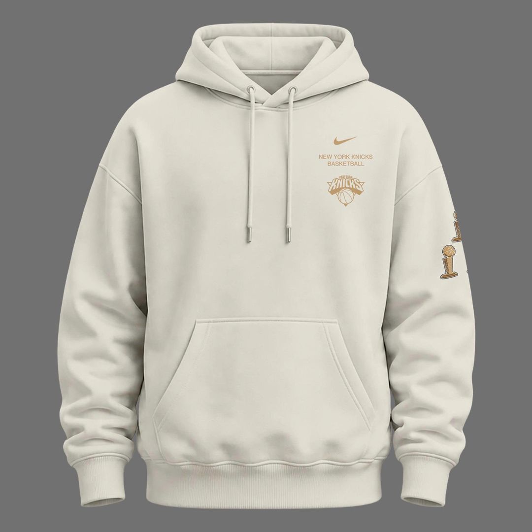 Limited edition New York Knicks 2026 NBA Finals Champions Standard Issue Full-Hoodie Team Signatures Print - Cream