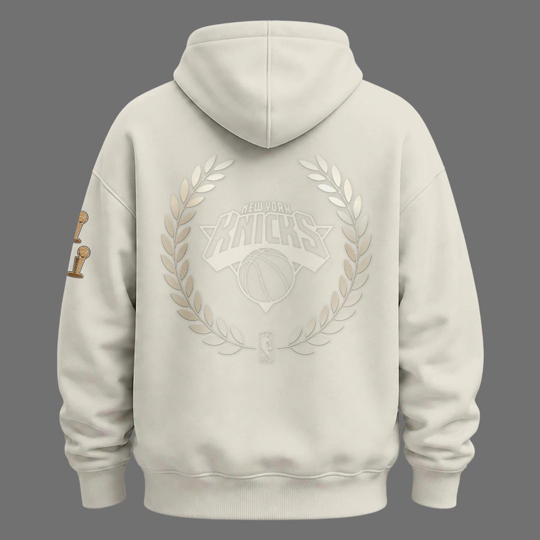 Limited edition New York Knicks 2026 NBA Finals Champions Standard Issue Full-Hoodie Team Signatures Print - Cream