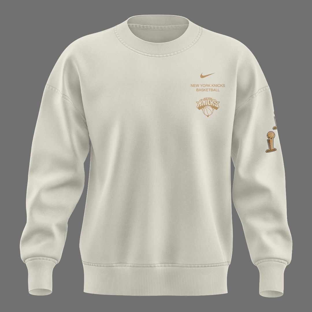 Limited edition New York Knicks 2026 NBA Finals Champions Standard Issue Full-Sweatshirt Team Signatures Print - Cream