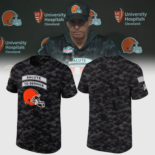 Salute to Service Cle Browns Camo Football Tshirt