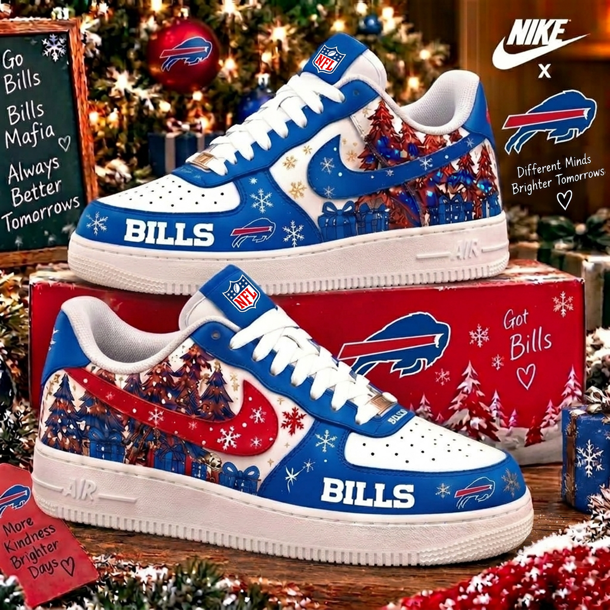 Limited Edition Buffalo Bills Chrismas For Fan AF1 Shoes