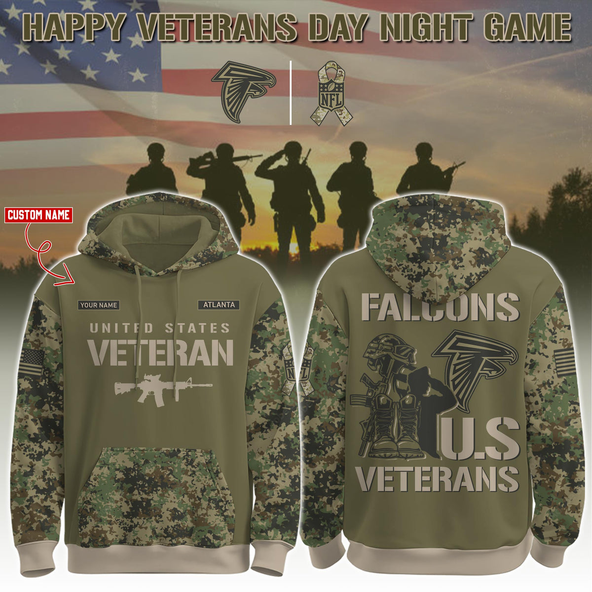 Atlanta Falcons - Veteran Day 2025 Hoodie Limited Edions