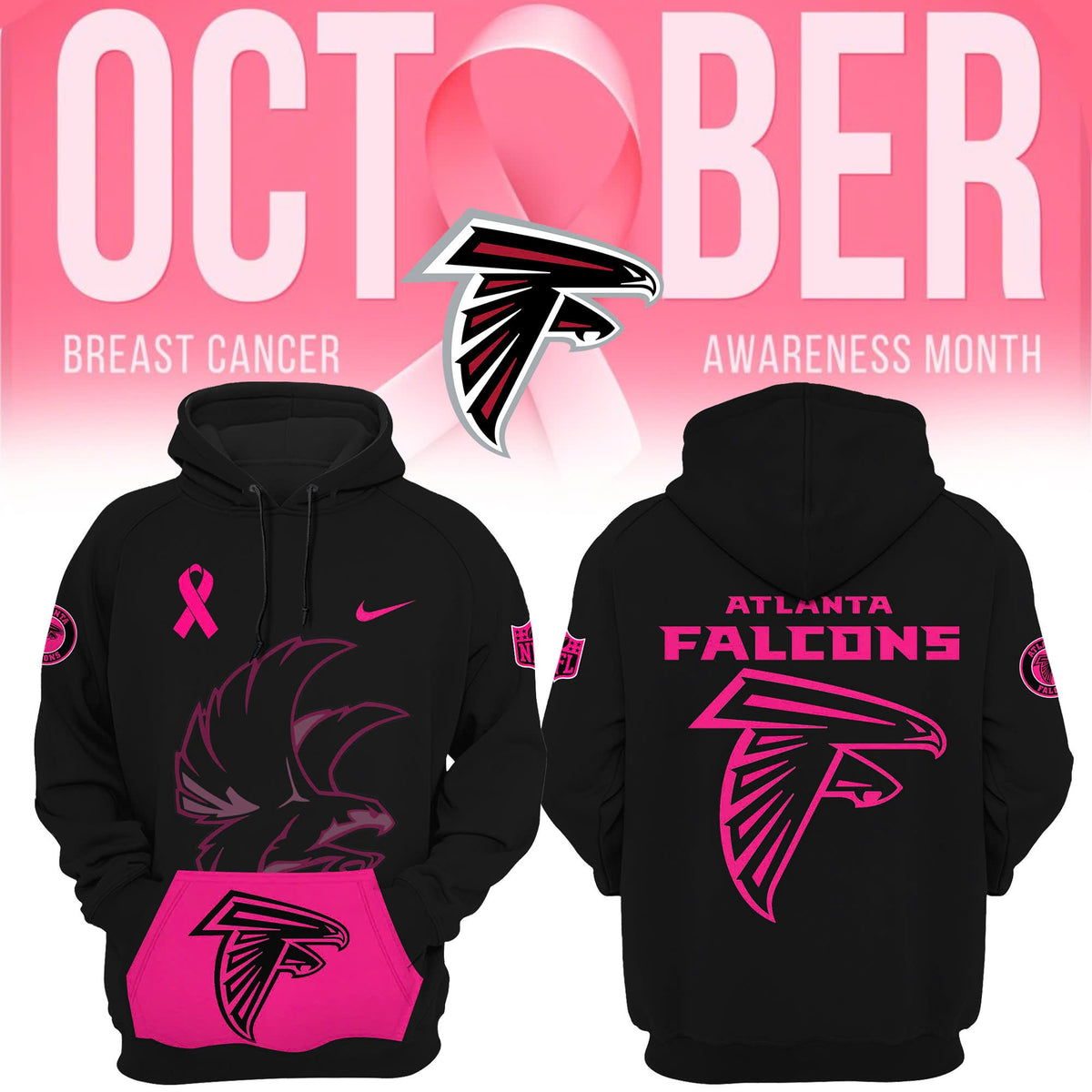 Women's Black Atlanta Falcons 2025 NFL Crucial Catch Club Pullover Hoodie