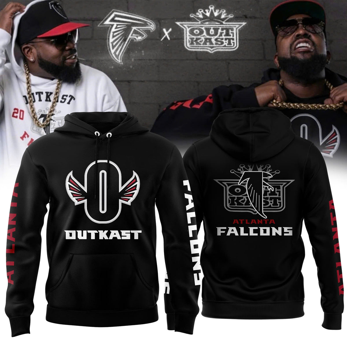 Outkast x Atlanta Falcons White Pullover 2024 Hoodie