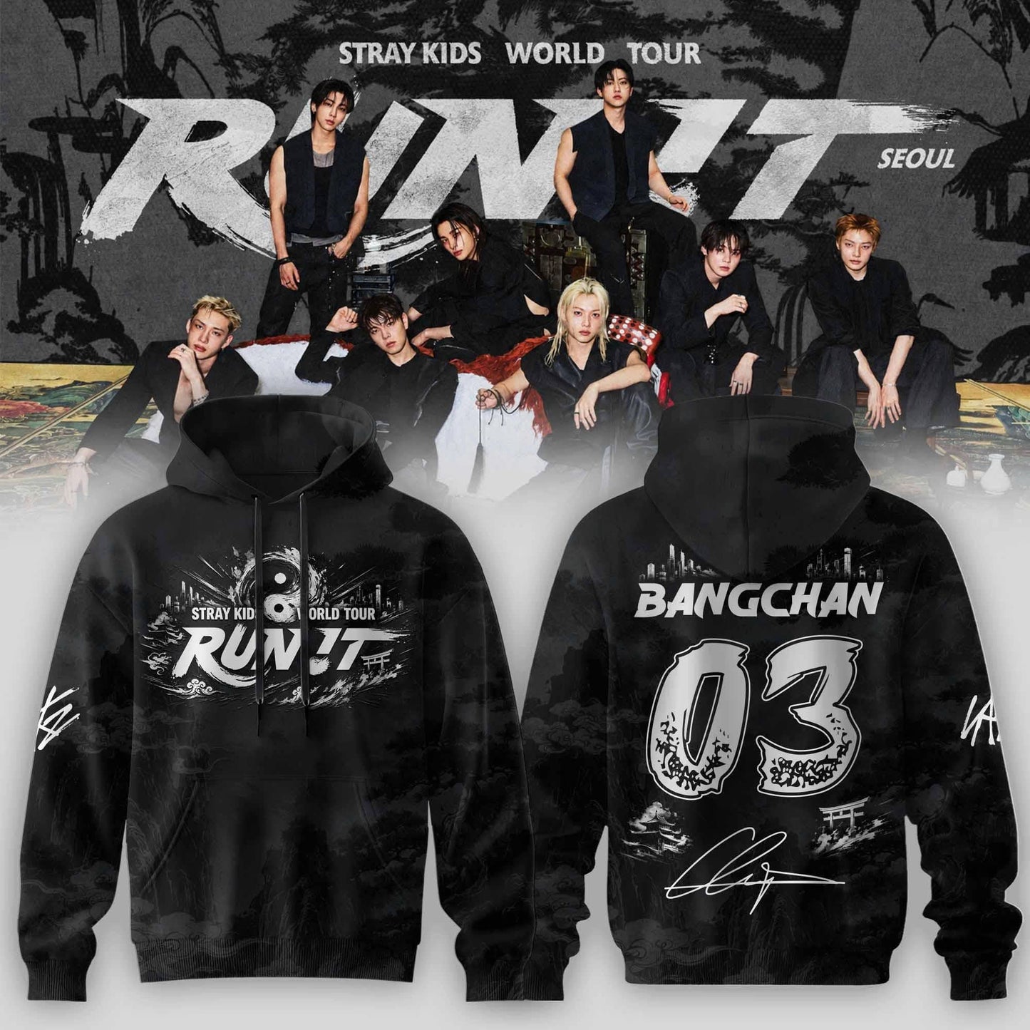 STRAY KIDS – RUN IT WORLD TOUR 2026 Edition Hoodie ( Bang Chan )